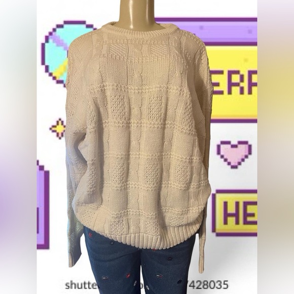 Christian Dior MONSIEUR Vintage Cream Textured Knit Sweater - Picture 1 of 6